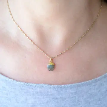 Mixed Metal Sterling Silver and Gold Vermeil Necklace with Labradorite Pendant