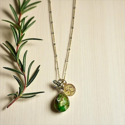 Two-tone Vermeil and Sterling Silver Necklace w/ Charms & Labradorite Stone