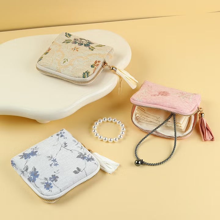 Floral Jacquard Jewelry Pouch