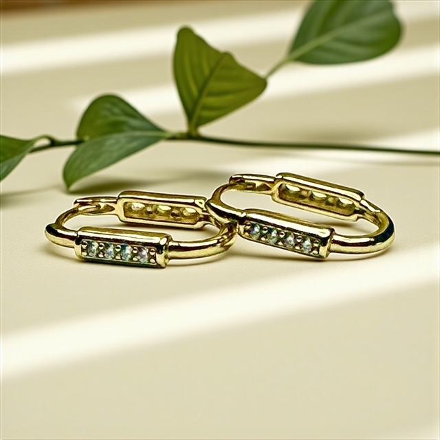 14kt Gold Plated Pave CZ Simple Huggies