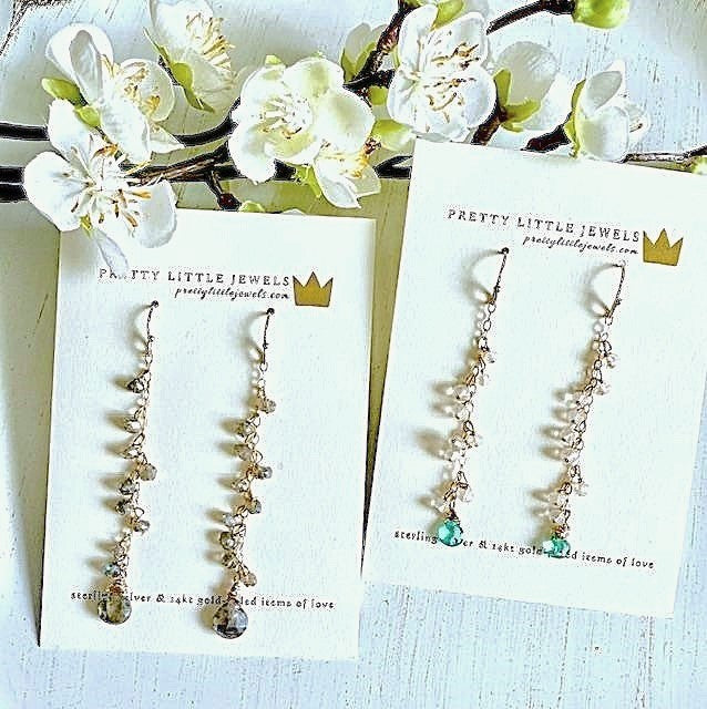 Gold Vermeil and Faceted Labradorite Gemstone Dangle Earrings