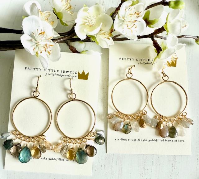 Gorgeous Semi Precious Boho Chandelier Earrings - Labradorite Mix