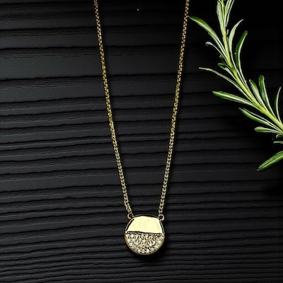 Gold Vermeil Pave CZ Round Circle Necklace