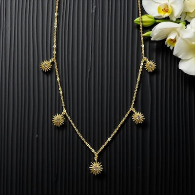 Gold Vermeil 5-Station CZ Star Necklace