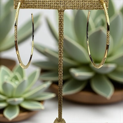 Gold Vermeil Large Hoop Earrings with Pave CZ Accents