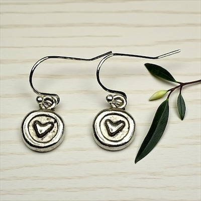 Sterling Silver Tiny Hammered Heart Dangle Earrings