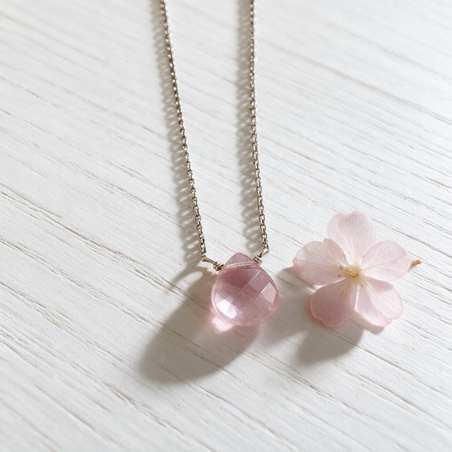 Sterling Silver & Swarovski Crystal Faceted Pink Briolette Pendant