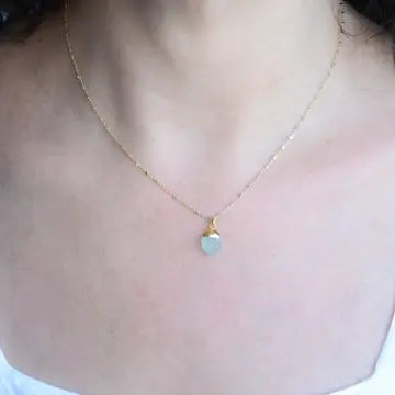 Mixed Metal Sterling Silver and Gold Vermeil Necklace with Milky Chalcedony Pendant