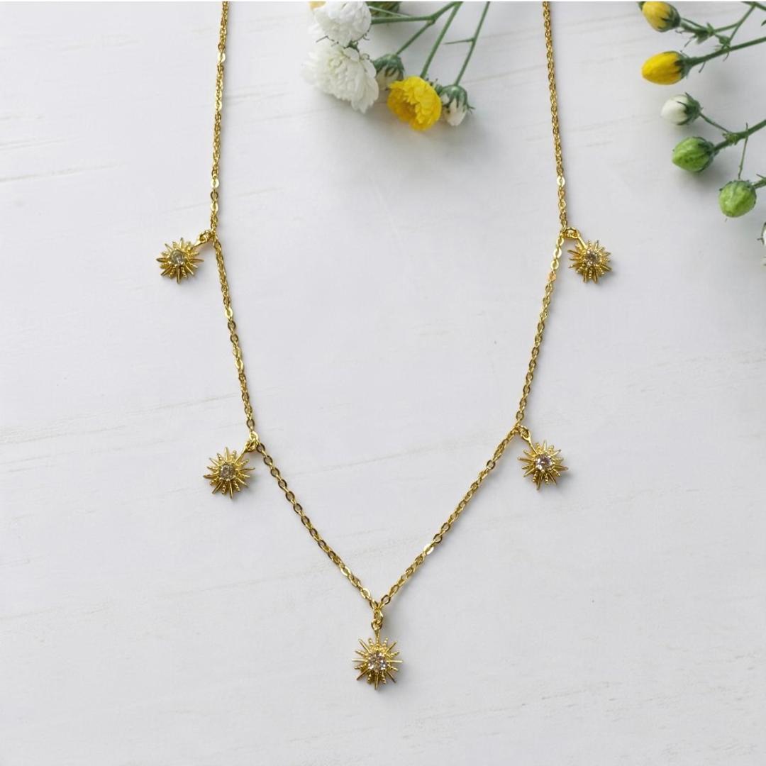 Gold Vermeil 5-Station CZ Star Necklace