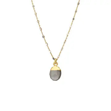Mixed Metal Sterling Silver and Gold Vermeil Necklace with Smoky Topaz Pendant
