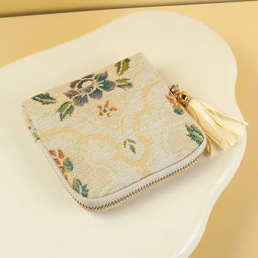 Floral Jacquard Jewelry Pouch