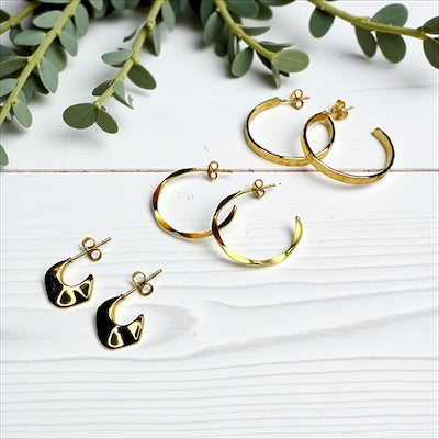 Gorgeous 24K Gold Vermeil Post Hoop Earrings