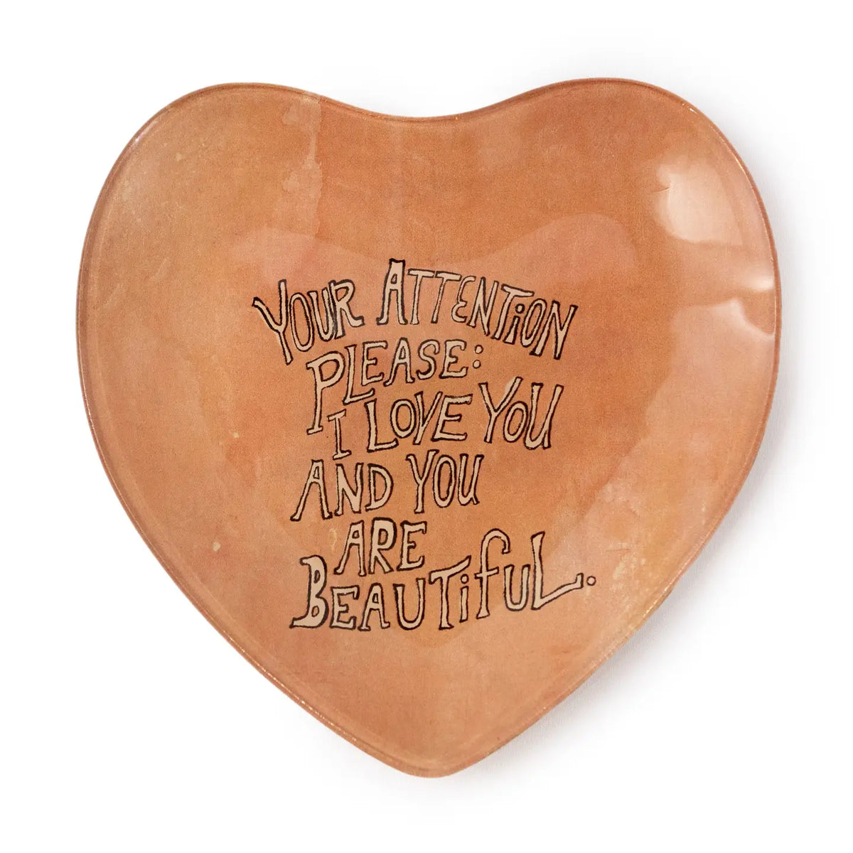 "Attention Please" Heart Decoupage Trinket Dish