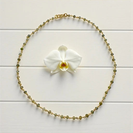 Gold Vermeil Hand Beaded Necklace w/ Faceted Labradorite Stones