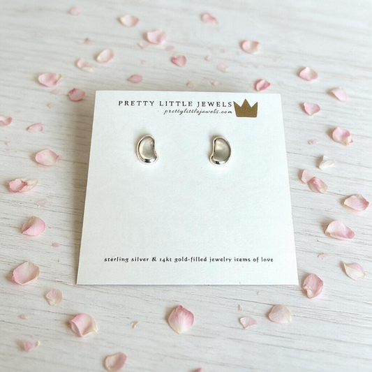 Sterling Silver Tiny Shiny Bean Earrings