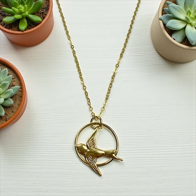 Gold Vermeil Swallow Song Bird Necklace