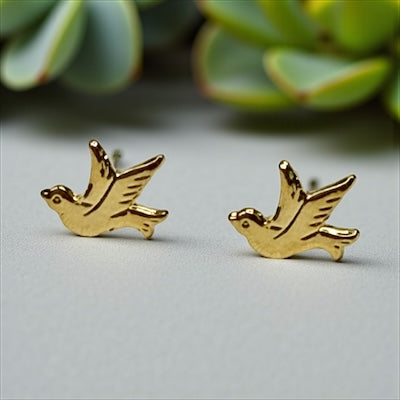 14kt Gold Vermeil Bird Post Earrings