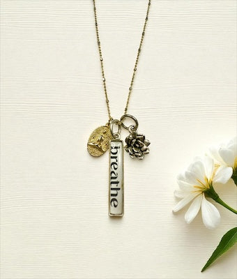 "BREATHE" Sterling Silver & 14kt Vermeil Necklace & Charms