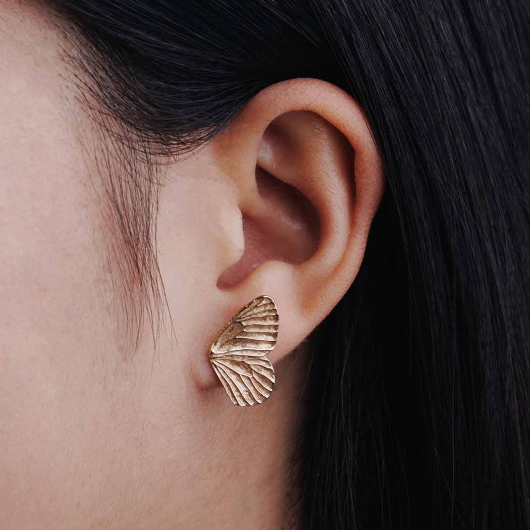 Ethereal Bronze Butterfly Post Earrings