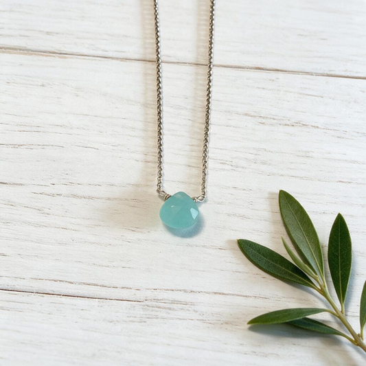 Sterling Silver & Semi-Precious Faceted Chalcedony Necklace