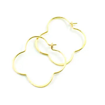 Gold Filled Handmade Clover Hoop Earrings