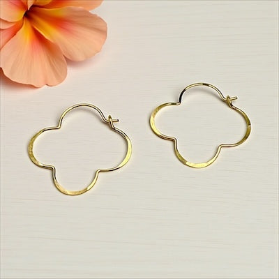 Gold Filled Handmade Clover Hoop Earrings