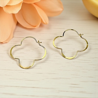 Gold Filled Handmade Clover Hoop Earrings