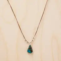 Braided Silk Crochet Necklace w/ Turquoise Teardrop