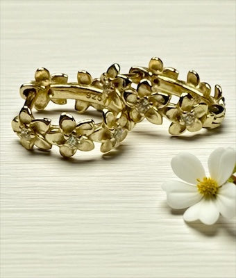 Gold Vermeil Petite Huggie Flower Earrings with CZ