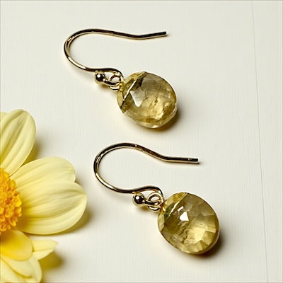 Faceted Semi-precious and Gold Vermeil Drop Earrings - Citrine