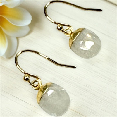 Faceted Semi-precious and Gold Vermeil Drop Earrings - Moonstone