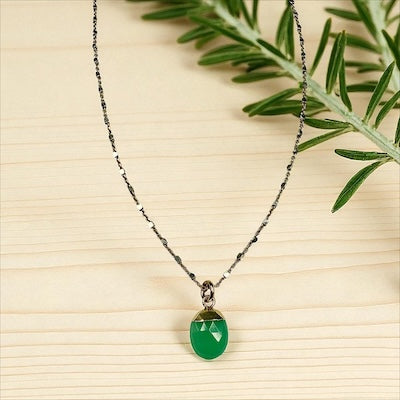 Mixed Metal Sterling Silver and Gold Vermeil Necklace with Chrysoprase Pendant