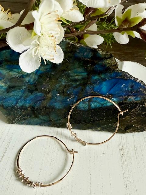 Hand Forged 14K Gold-Fill & Sterling Silver Beaded Hoops
