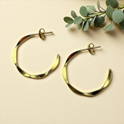 Gold Vermeil Hammered Open-Hoop Post Earrings