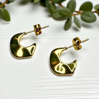 Gold Vermeil Small Hammered Post Hoop Earrings