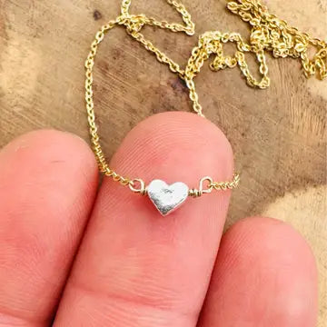 Pixie Heart Necklace - 14k Gold Vermeil & Sterling Silver
