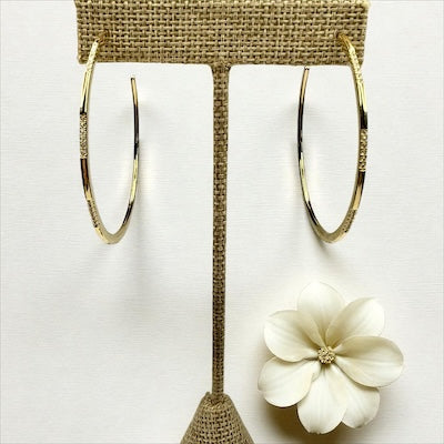 Gold Vermeil Large Hoop Earrings with Pave CZ Accents