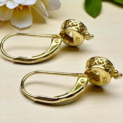 Gold Vermeil Earrings with Bezel CZ and Leverback Closure