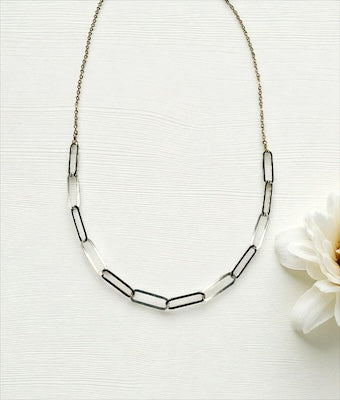 Two-Tone Sterling Silver & 14kt Gold Filled Dainty Paperclip Necklace