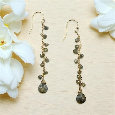 Gold Vermeil and Faceted Labradorite Gemstone Dangle Earrings