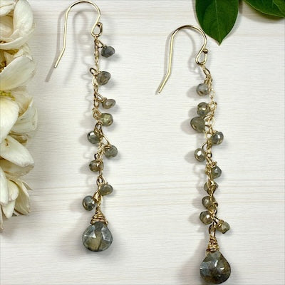 Gold Vermeil and Faceted Labradorite Gemstone Dangle Earrings