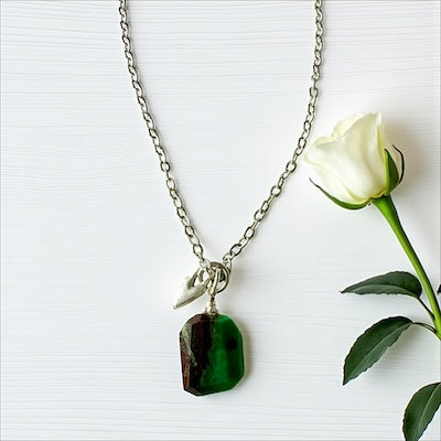 Sterling Silver 24" Textured Link Necklace w/ Heart Charm & Labradorite Pendant