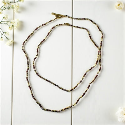Multi Semi Precious Stone and 24K Gold Plated Bead Necklace or Bracelet w/ GF Toggle Closure