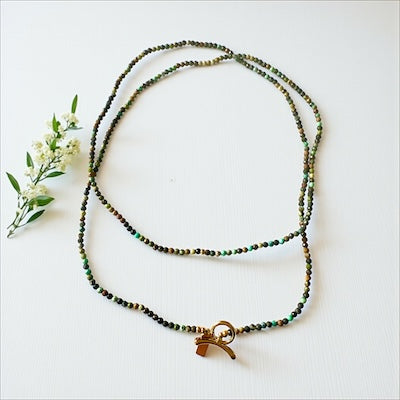 Faceted Semi-Precious African Turquoise Necklace or Wrap Bracelet w/ GF Toggle Closure