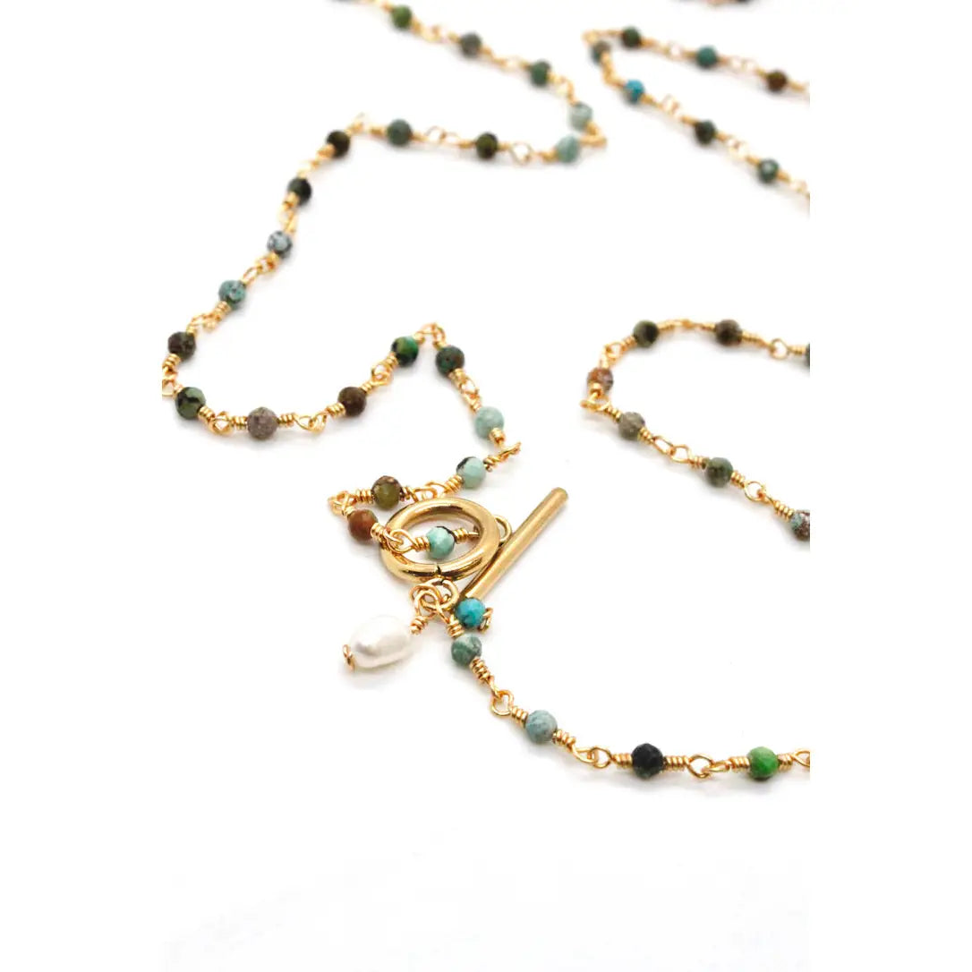 Faceted Semi-Precious Hand-Beaded Gold Filled Necklace or Wrap Bracelet w/ GF Toggle Closure