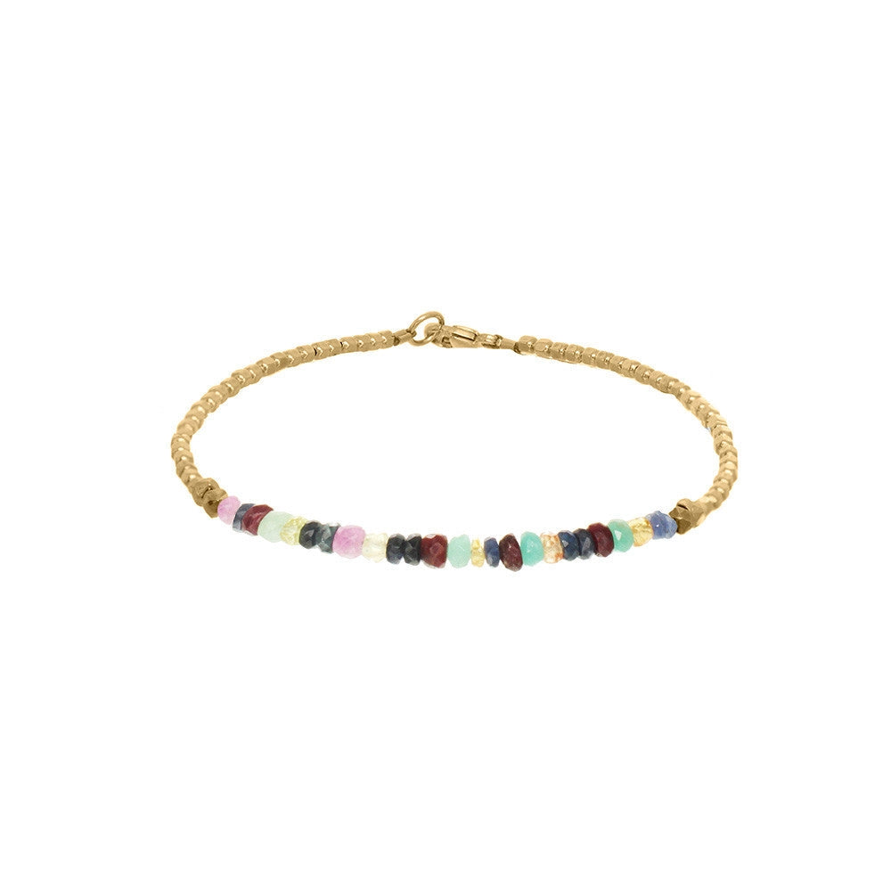 Multi Semi-Precious and 18K Gold Vermeil Bracelet