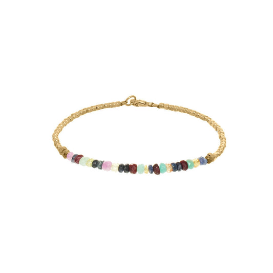 Multi Semi-Precious and 18K Gold Vermeil Bracelet