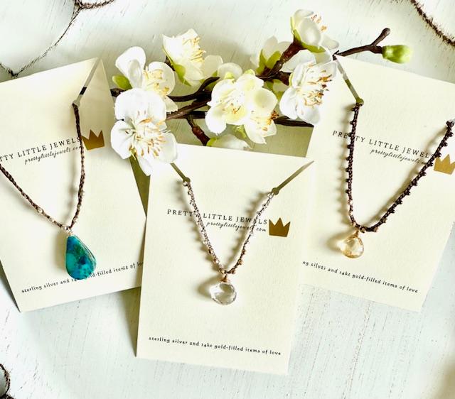 Braided Silk Crochet Necklace w/ Citrine Briolette