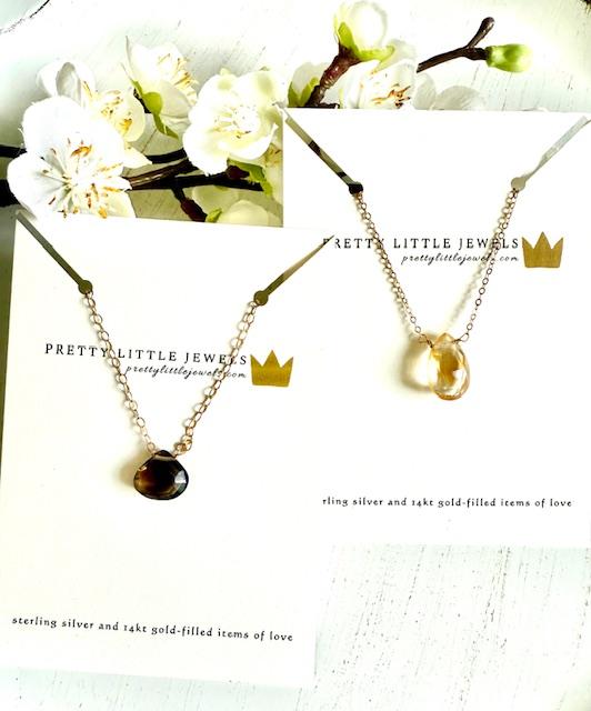 Delicate gold vermeil necklace with petite faceted semi-precious citrine gemstone