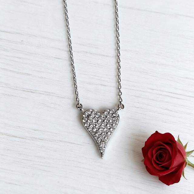 Sterling Silver Petite CZ Heart Necklace